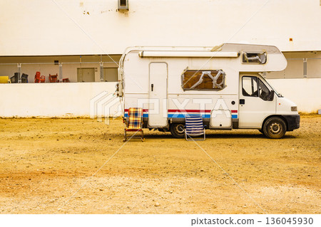 Camper with broken windows Camper with broken windows 136045930
