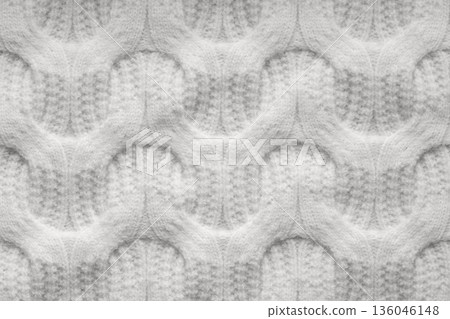 Soft white cable knit fabric pattern with textured loops, cozy warmth, and timeless design Demonstration Color of the Year 2026 136046148