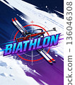 Biathlon vector illustration text, biathlon badge design word, biathlon logo typography poster winter sport 136046308