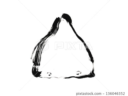 日式毛筆畫風格的魷魚切割插圖 136046352