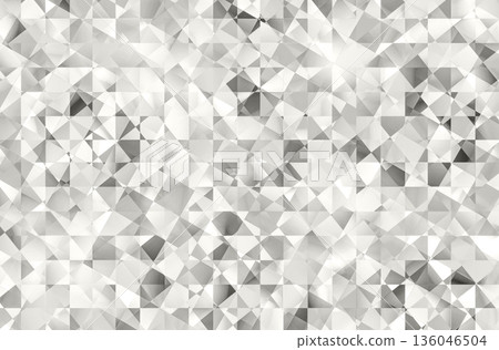 Geometric grayscale mosaic of triangular facets forming a modern abstract background design 136046504