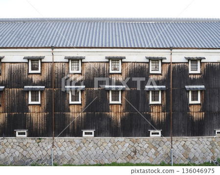 Retro sake brewery wall 136046975