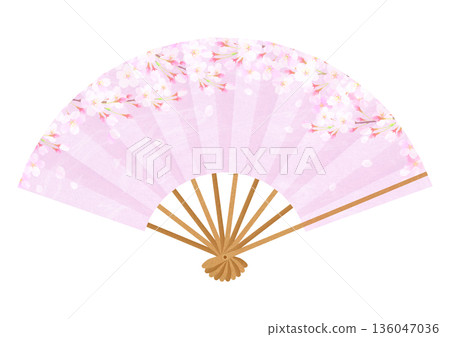 一幅美麗的櫻花扇插圖 一幅美麗的櫻花扇插圖 136047036