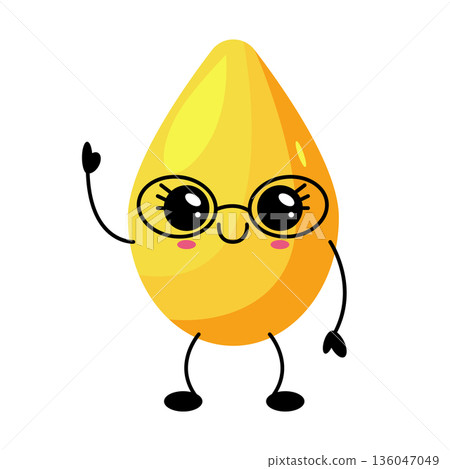 Cute Kawaii Oil Drop Character With Glasses Cute Kawaii Oil Drop Character With Glasses 136047049
