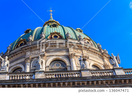 Frederik's Church, also known as Marble Church, in Copenhagen, Denmark 136047471