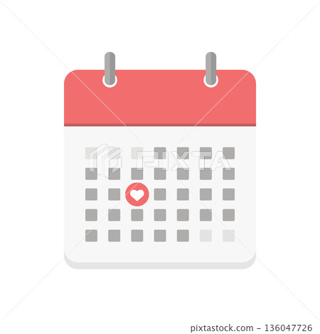 Heart mark and monthly calendar icon - Valentine's Day, date plans, anniversary image material Heart mark and monthly calendar icon - Valentine's Day, date plans, anniversary image material 136047726