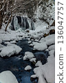 Tatsuzawafudo Falls in the snowy landscape 136047757