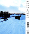 Snow-covered winter country roads and snowy scenery Winter scenery in Iwate Prefecture 136047773