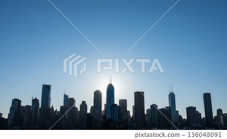 城市辦公大樓的輪廓 136048091