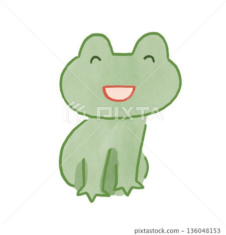 微笑水彩青蛙插圖 136048153