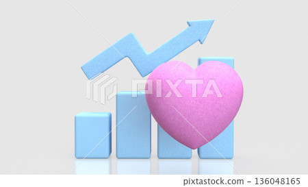 Emotional Growth Business Success Heart Chart Concept 3d render. 136048165