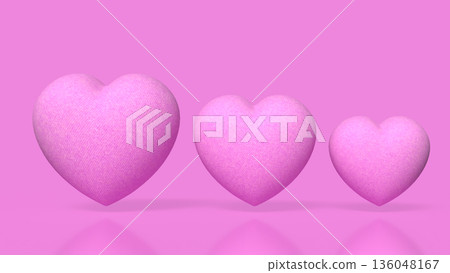 Pink Heart Love Emotion Concept Minimal Background 3d render. 136048167