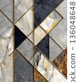 An abstract geometric marble pattern with golden lines.  136048648