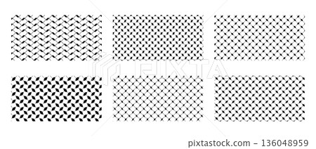 Set of classic keffiyeh or shemagh patterns. Traditional Palestinian headscarf or neckerchief cloth prints. Abstract geometric fabric ornaments in Arabic style. Vector graphic illustration 136048959