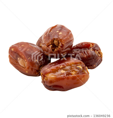 Fresh Dates Stacked on a White Surface Ready for Sale at a Market 136049236