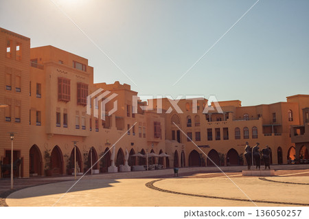 El Gouna Egypt 2.11.2025. A large building with a courtyard in the middle El Gouna Egypt 2.11.2025. A large building with a courtyard in the middle 136050257