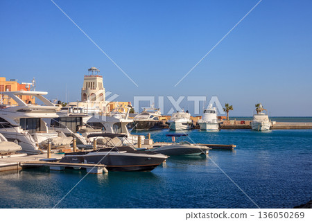 El Gouna Egypt 2.11.2025. A large number of boats are docked at a marina El Gouna Egypt 2.11.2025. A large number of boats are docked at a marina 136050269