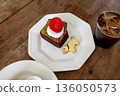korea cafe pound cake cheesecake with strawberries 136050573