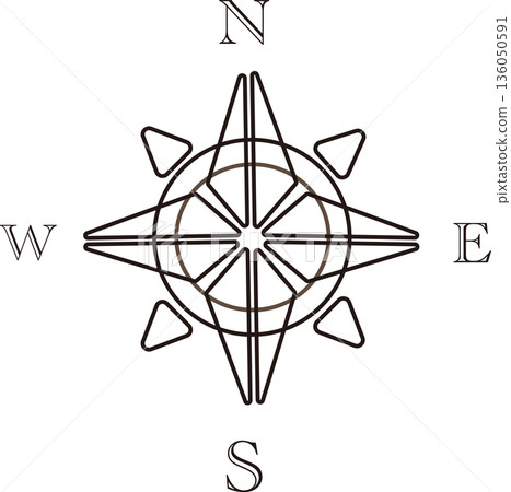 This illustration of a compass mark combines high visibility with a soft impression thanks to its extra-thick lines and rounded corners. This illustration of a compass mark combines high visibility with a soft impression thanks to its extra-thick lines and rounded corners. 136050591