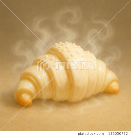 A fantastical white croissant with steam rising from it A fantastical white croissant with steam rising from it 136050712