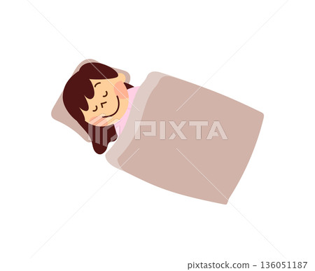 睡在被褥上的年輕女子 136051187