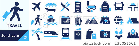 向量旅行剪影圖示集 136051561
