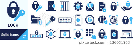 Vector key silhouette icon set Vector key silhouette icon set 136051563