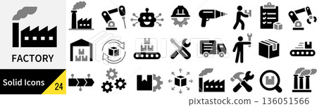 Vector factory silhouette icon set 136051566