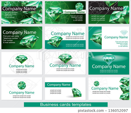 Set of business card template with emerald 136052097