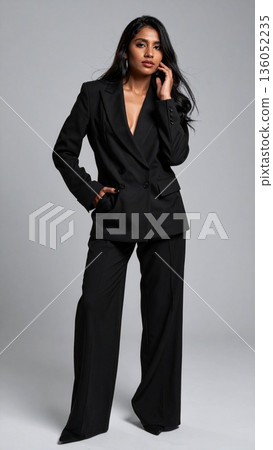 簡約協調的時尚模特兒形象 136052235