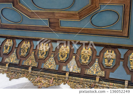 Ornate baroque ceiling detail with gilded angels Ornate baroque ceiling detail with gilded angels 136052249