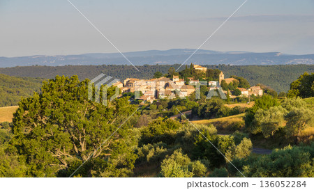 View of Entrevennes village, Provence France 136052284