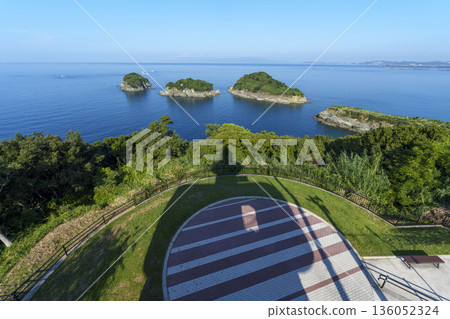 View of the blue sea and archipelago from the observation deck View of the blue sea and archipelago from the observation deck 136052324