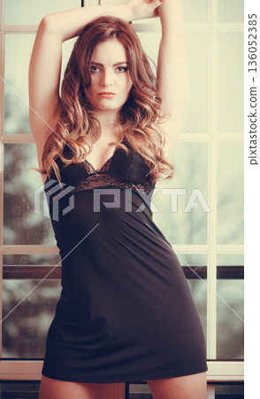 Portrait of sexy sensual young woman in lingerie. 136052385