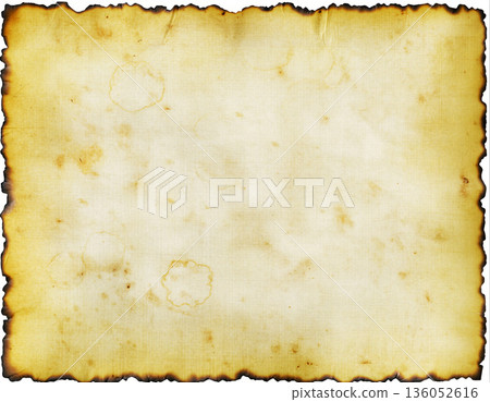 Blank parchment with worn edges and slight stains for writing or crafting projects 136052616