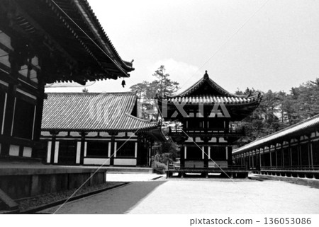 Old photo from 1956, Drum Tower of Toshodaiji Temple, Nara 136053086