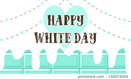 白色情人節主題:薄荷綠巧克力棒,上方淋上融化的白巧克力 白色情人節主題:薄荷綠巧克力棒,上方淋上融化的白巧克力 136053089