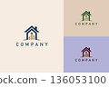 Modern Real Estate Growth Logo. House with Upward Bars Property Symbol 136053100