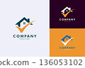 Modern Real Estate Logo. House Roof with Checkmark Property Icon 136053102