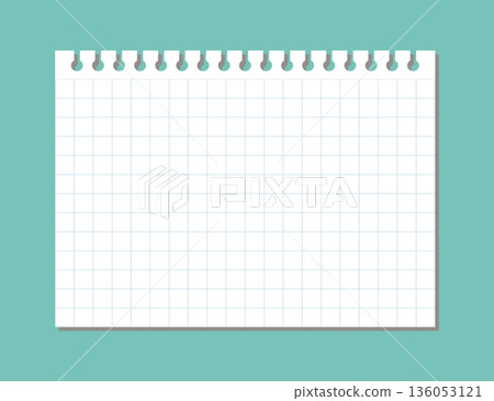Grid pattern memo paper frame background material - Vector illustration of graph paper design in the style of a ring notebook 136053121
