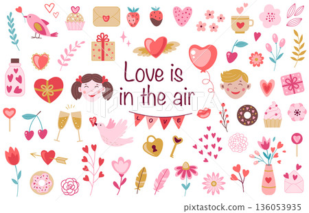 Romantic design elements for Valentine's day. 136053935