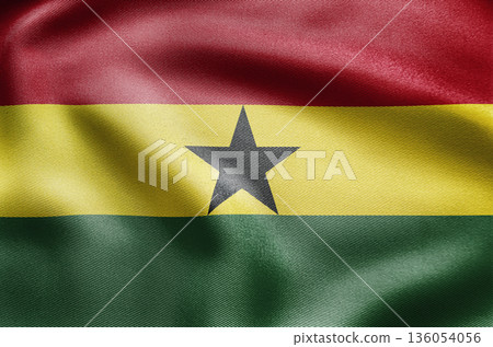 Ghana national flag with red gold green stripes and black star Ghana national flag with red gold green stripes and black star 136054056