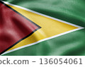 Guyana national flag with green field and golden arrowhead 136054061
