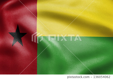 Guinea Bissau national flag with red yellow green and black star 136054062