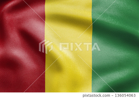 Guinea national flag with vertical red yellow and green stripes 136054063