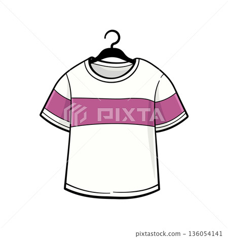 T-shirt on a hanger, without background. T-shirt on a hanger, without background. 136054141