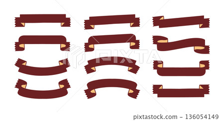 復古風格絲帶橫幅套裝插圖 136054149