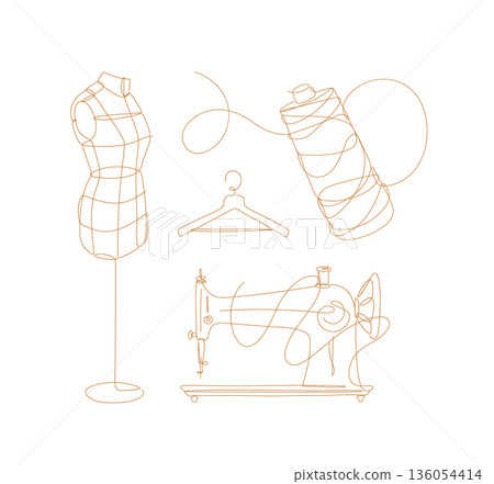Tailor equipment set brown 136054414