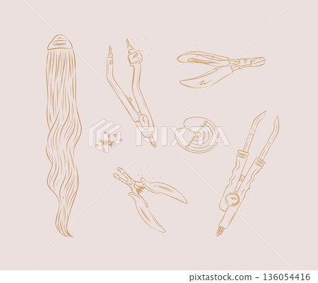 Hair extension tools for beauty salon beige Hair extension tools for beauty salon beige 136054416