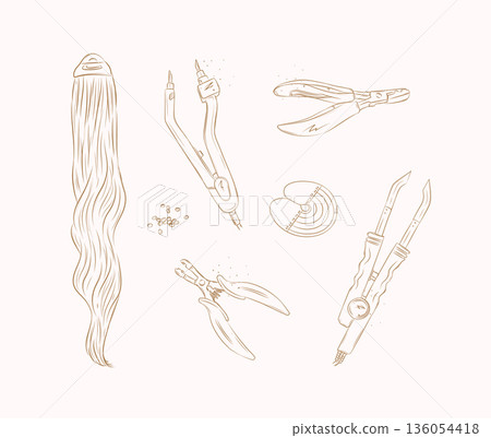 Hair extension tools for beauty salon brown 136054418